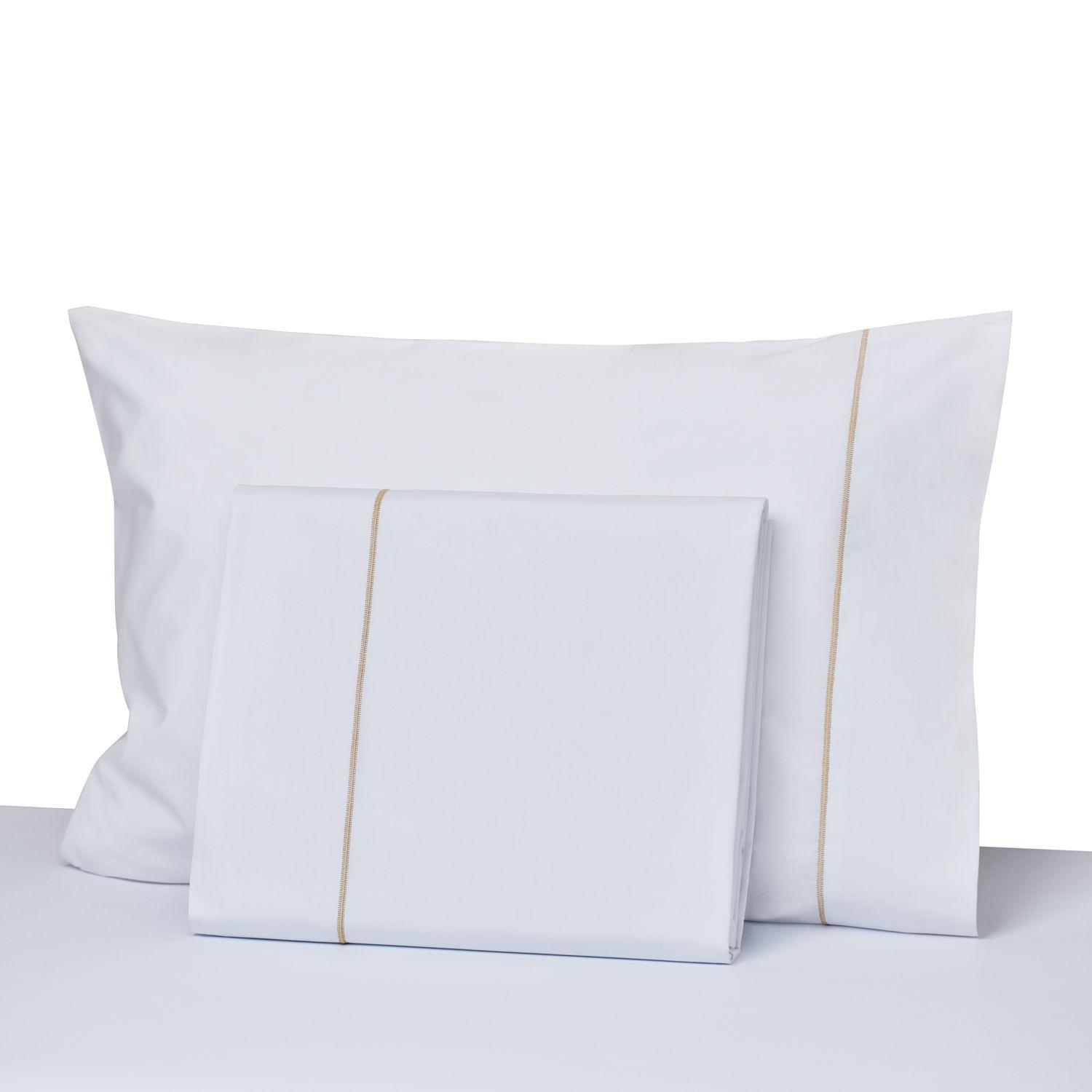 Juego de sábanas Fresh 1,5 plazas 200 hilos 60% algodón - 40% pol., con festón zigzag color Trigo-0