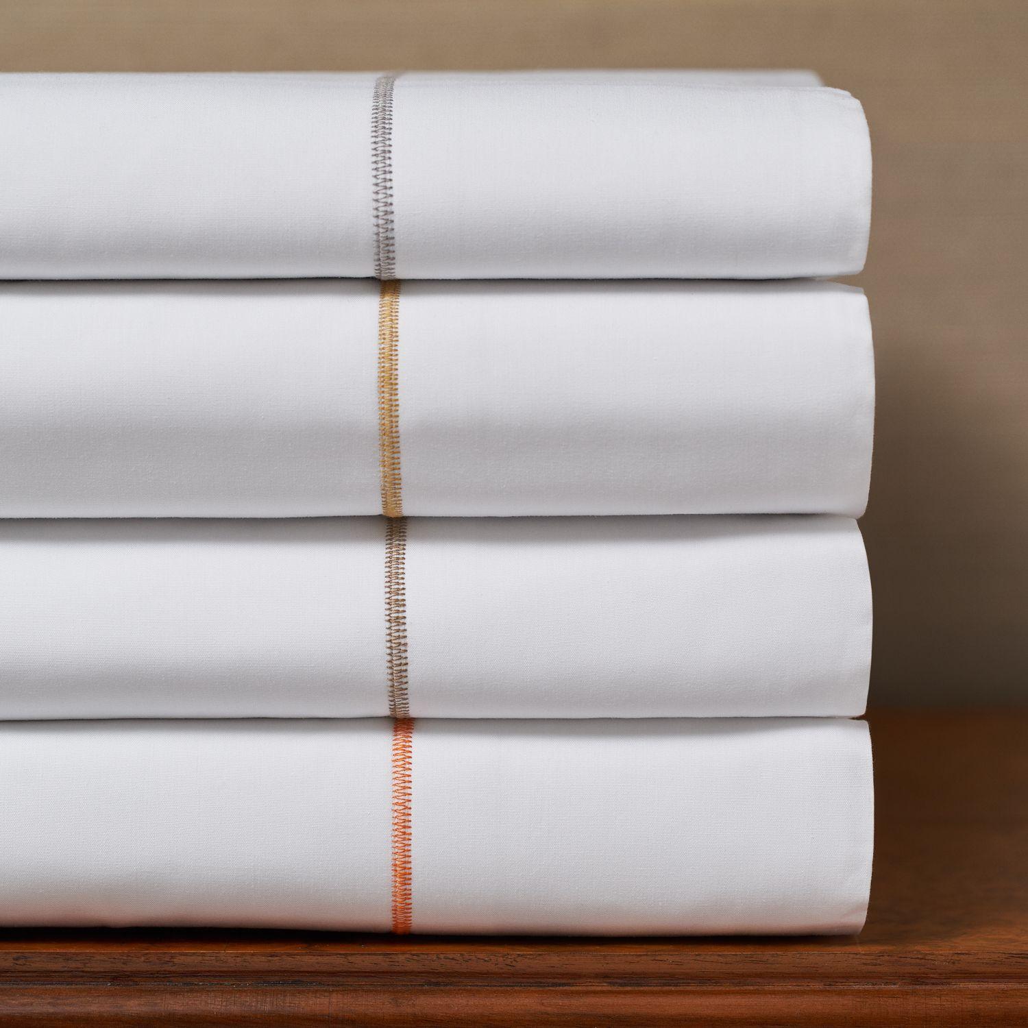 Juego de sábanas Fresh King 200 hilos 60% algodón - 40% poliéster, con festón zigzag color Mandarina-1