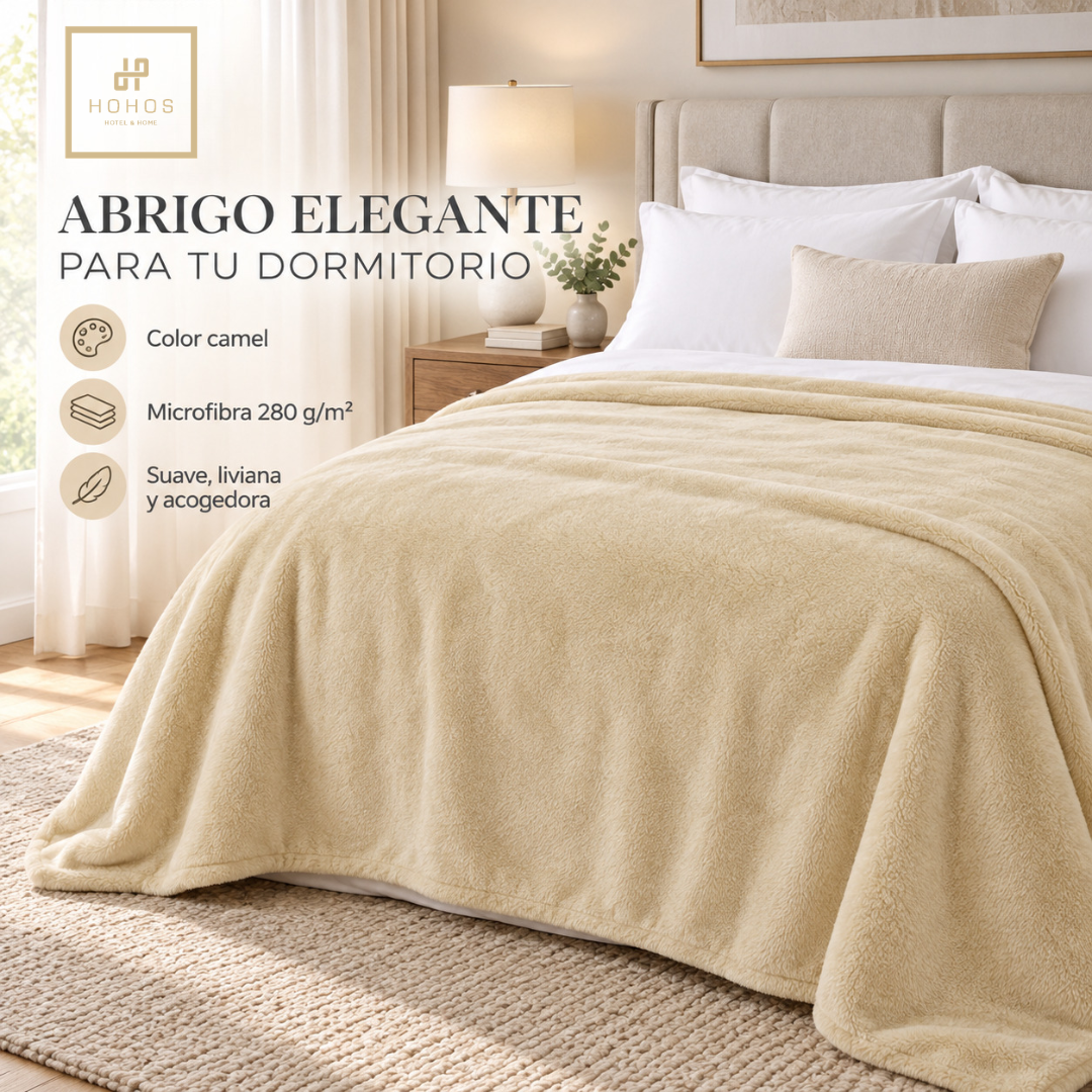 Set 2 frazadas 1,5 plaza polar microfibra color Camel-6