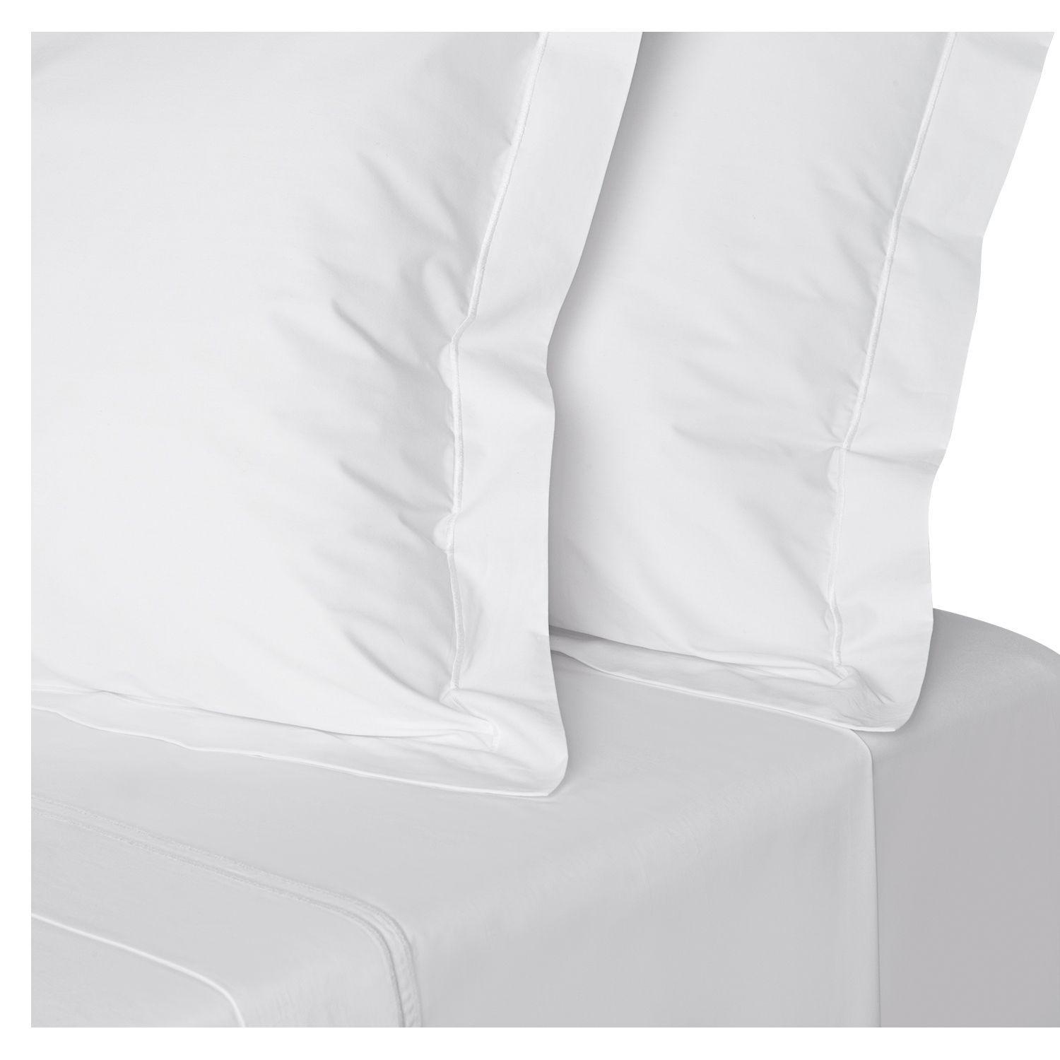 Juego sábanas1,5P Premium 300 hilos 100% alg, doble festón blanco-1