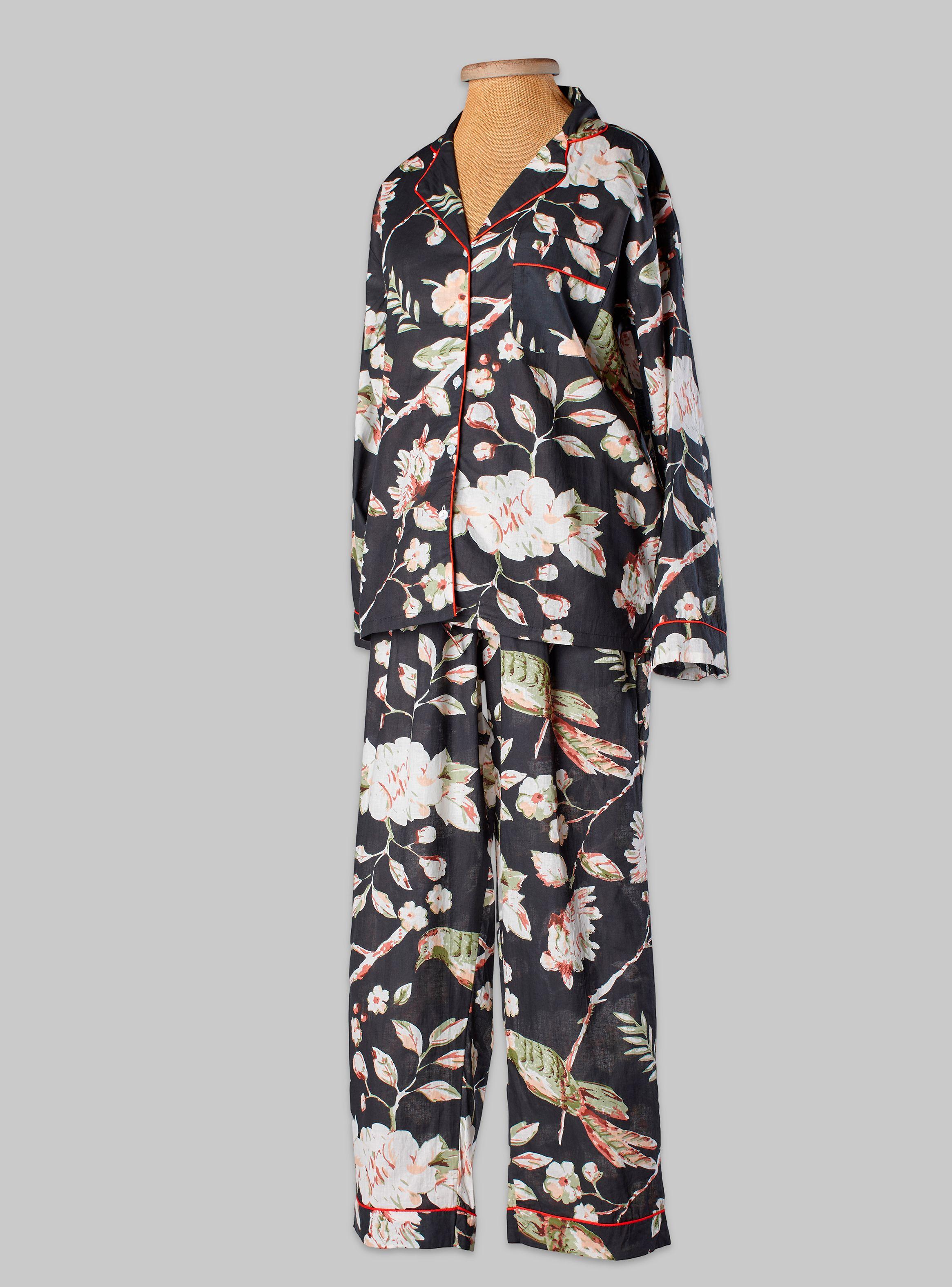 Pijama 2 piezas pantalón y camisa estampado full color bird black talla L-0