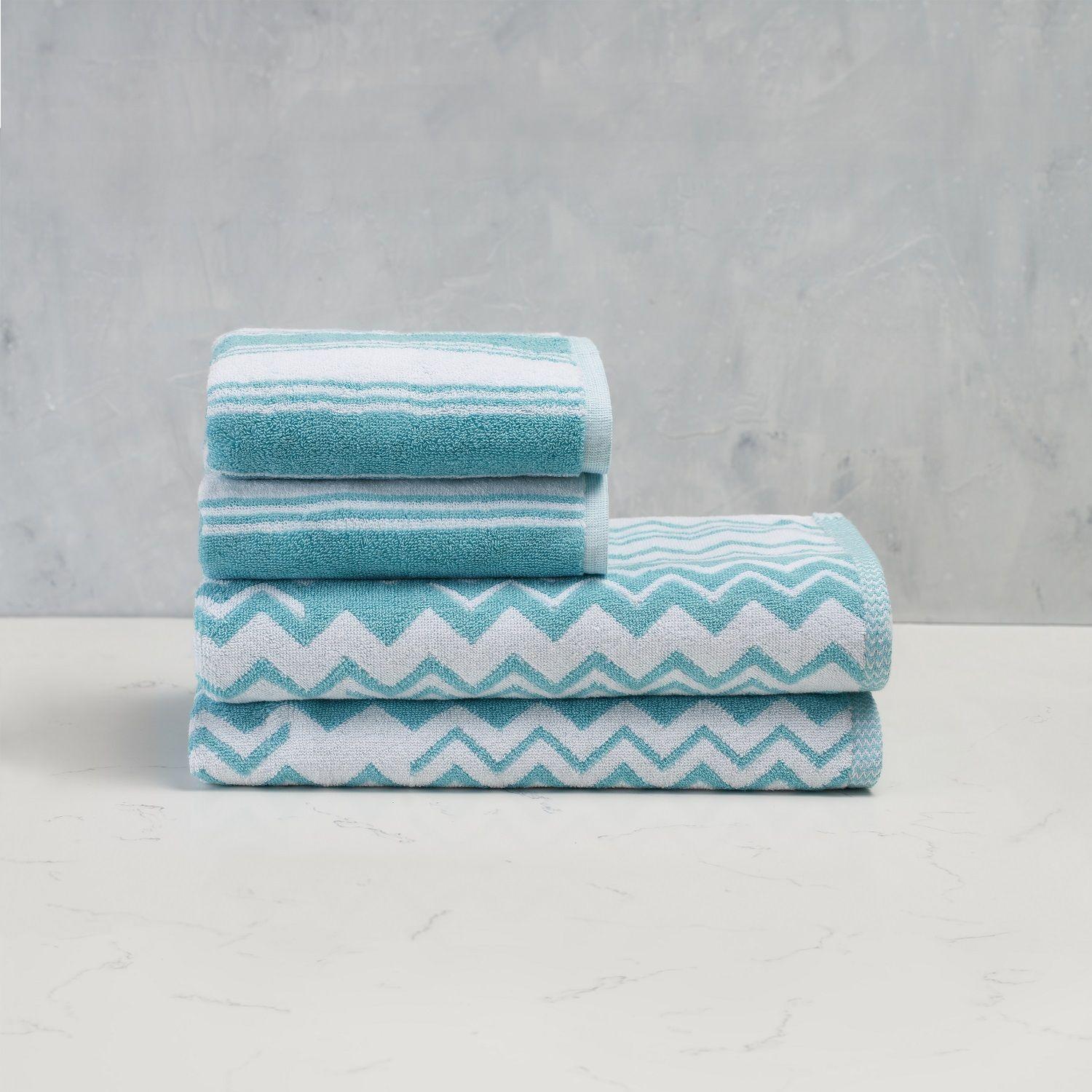 Set 2 toallas mano y 2 toallas baño GEO aqua, 100% algodón, 600 gr/m2-0