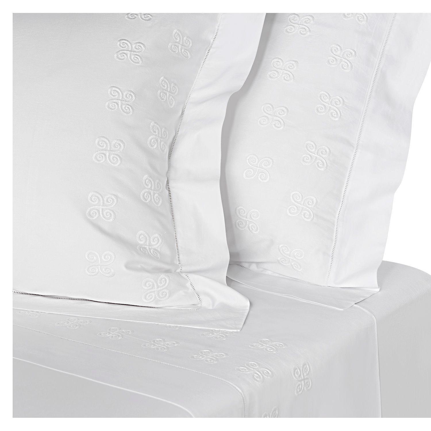 Juego sábanas 2 plazas bordadas Helis, Satén 380 hilos 100% algodón-0