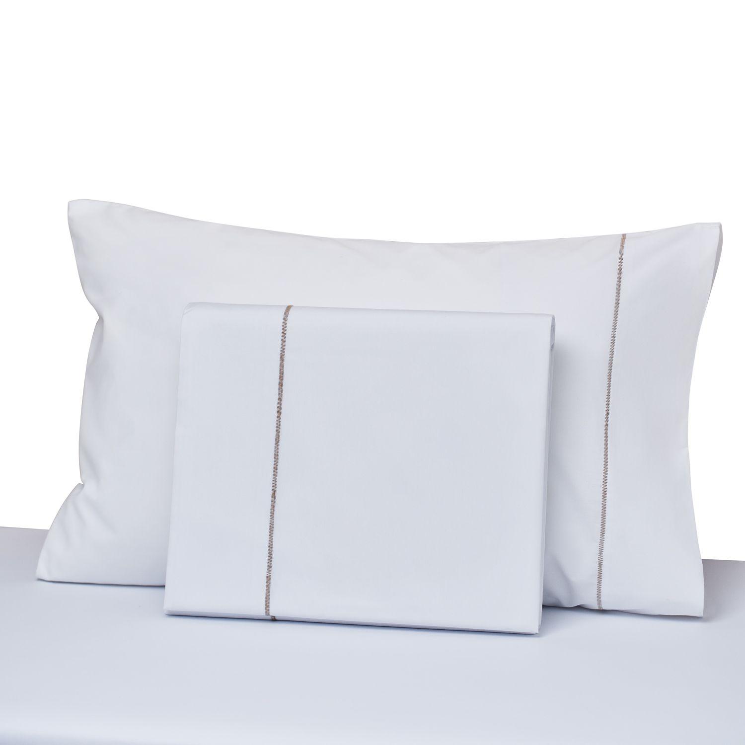 Juego de sábanas Fresh King 200 hilos 60% algodón - 40% poliéster, con festón zigzag color Taupe-0