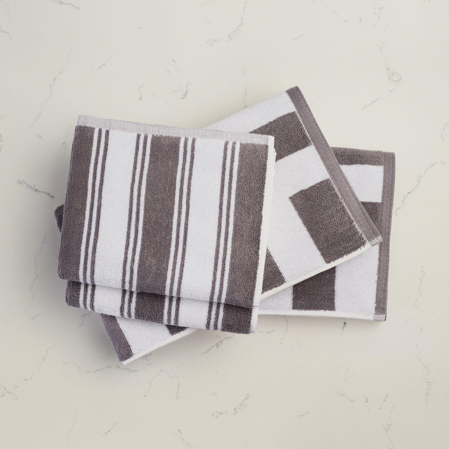 Set 2 toallas mano y 2 toallas baño GEO grafito, 100% algodón, 600 gr/m2-0