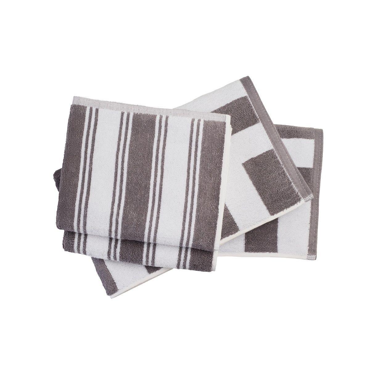 Set 2 toallas mano y 2 toallas baño GEO grafito, 100% algodón, 600 gr/m2-1