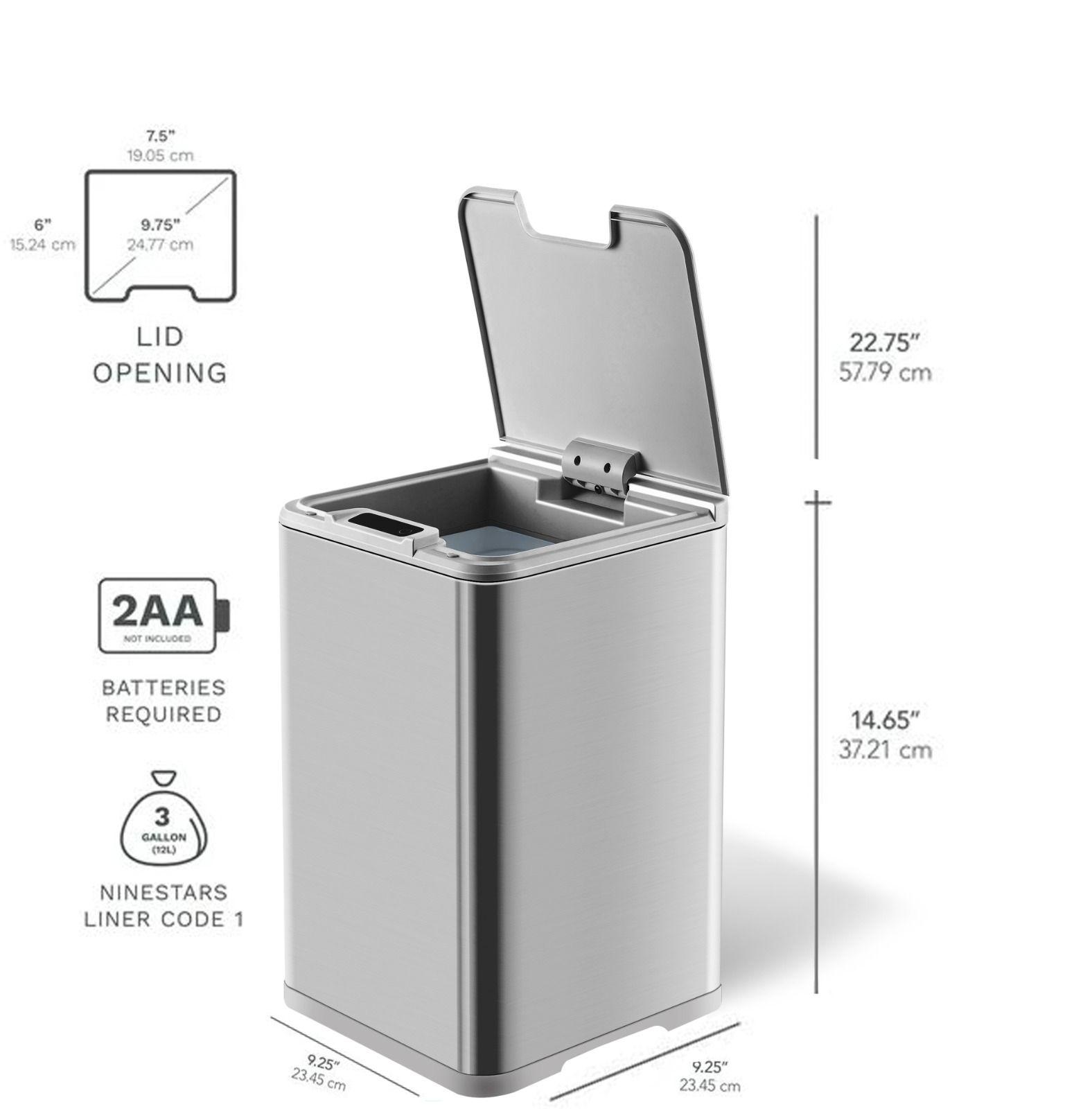Basurero Automatico Papelera Inteligente Sensor 10 Lts Acero Inoxidable-1