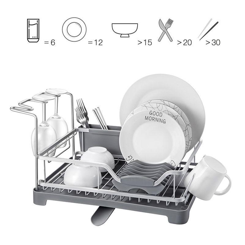 Secaplatos Escurridor de platos y cubiertos aluminio Inoxidable 2 en 1-7
