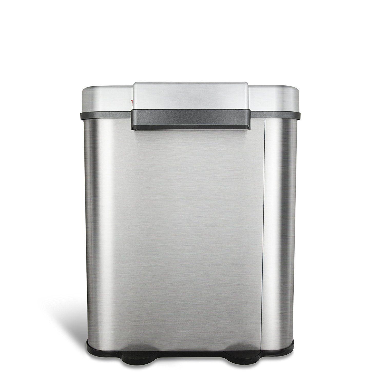 Basurero Automatico Papelera Inteligente Sensor Eco Reciclaje Doble 70 Lts Acero Inoxidable-5