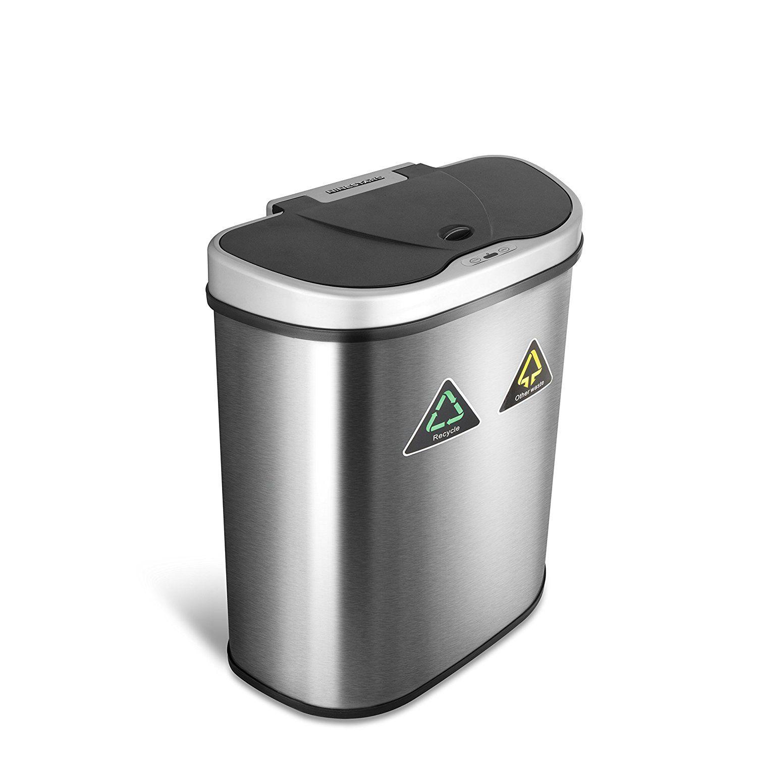 Basurero Automatico Papelera Inteligente Sensor Eco Reciclaje Doble 70 Lts Acero Inoxidable-6