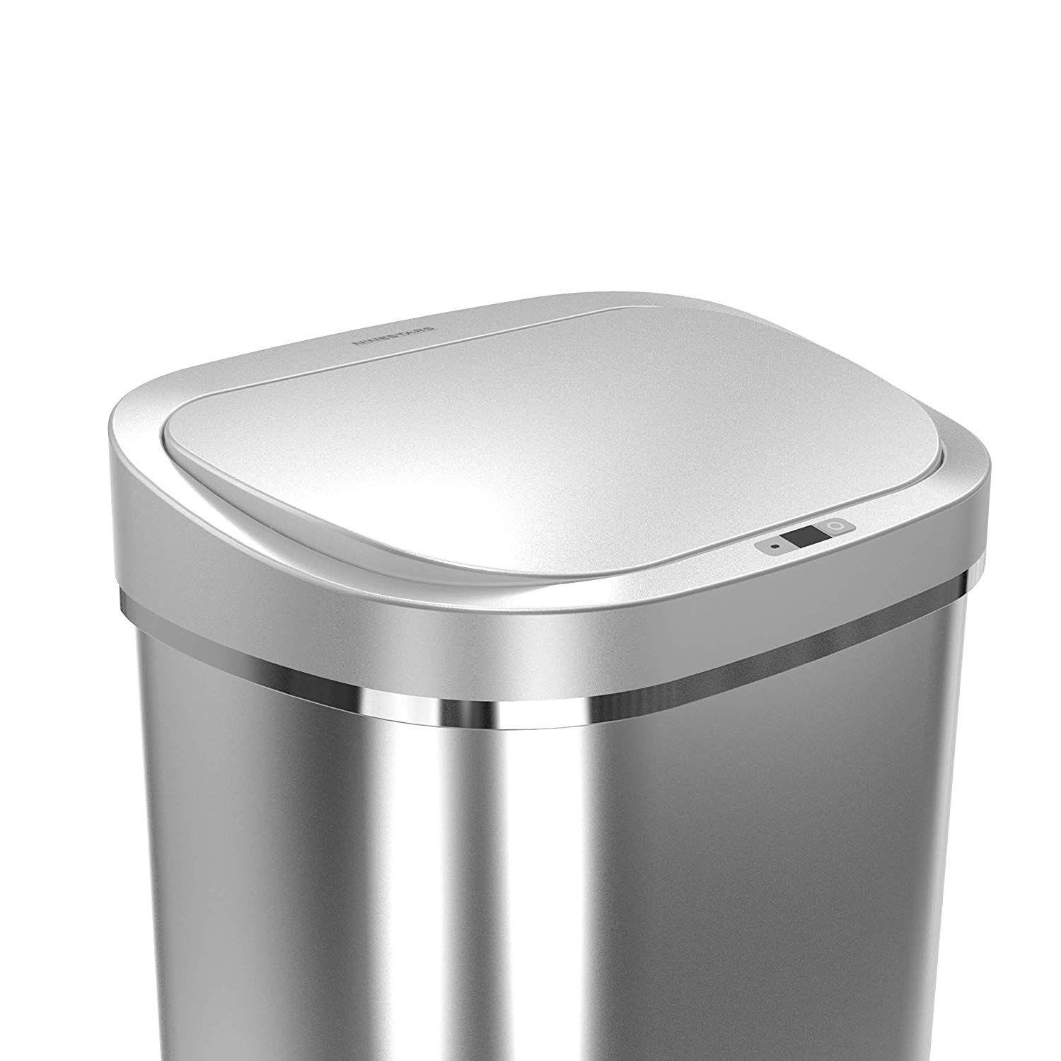Basurero Automatico Papelera Inteligente Sensor 80 Lts Silver Acero Inoxidable-2