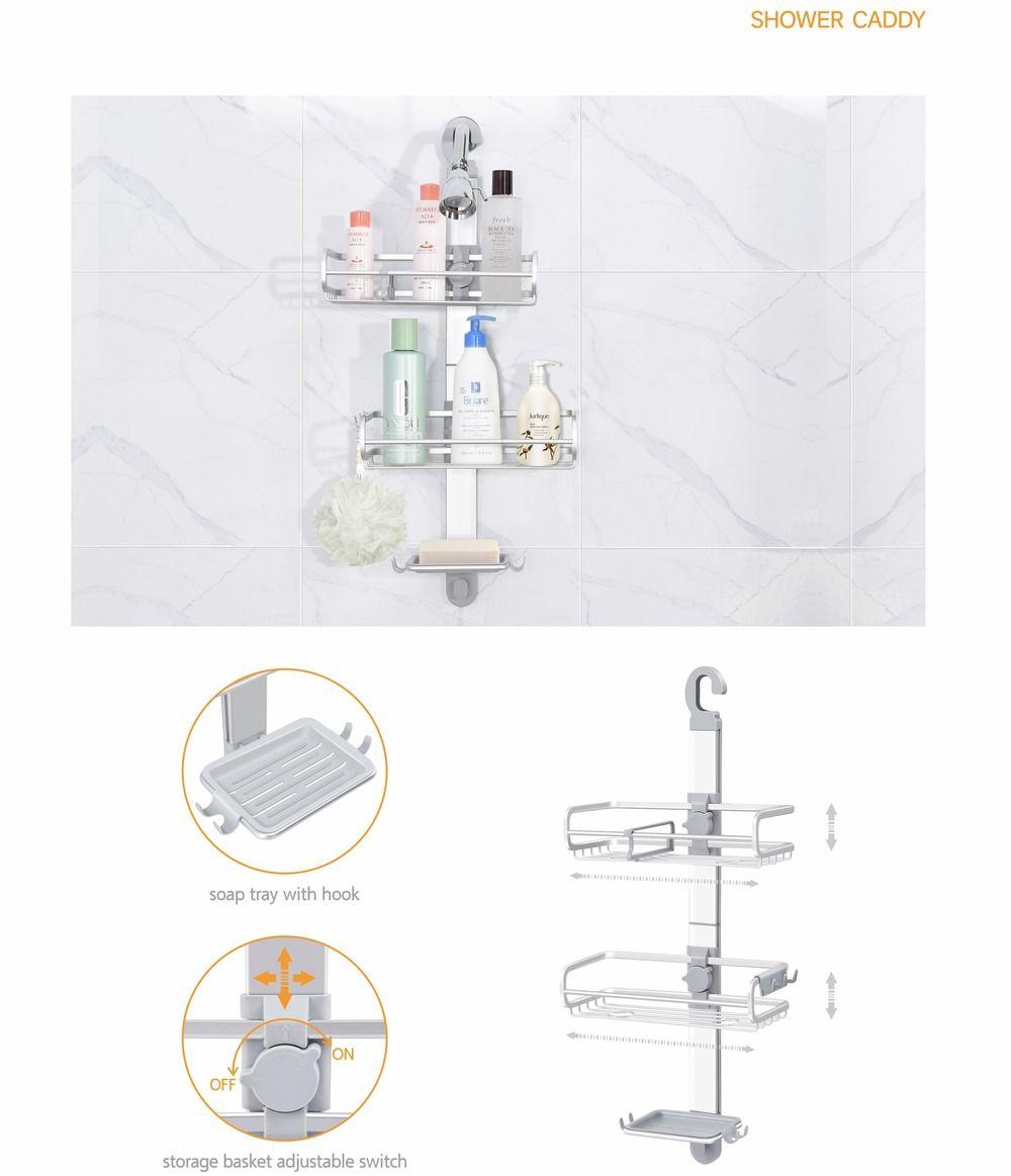 Organizador colgante de ducha aluminio inoxidable baño-3