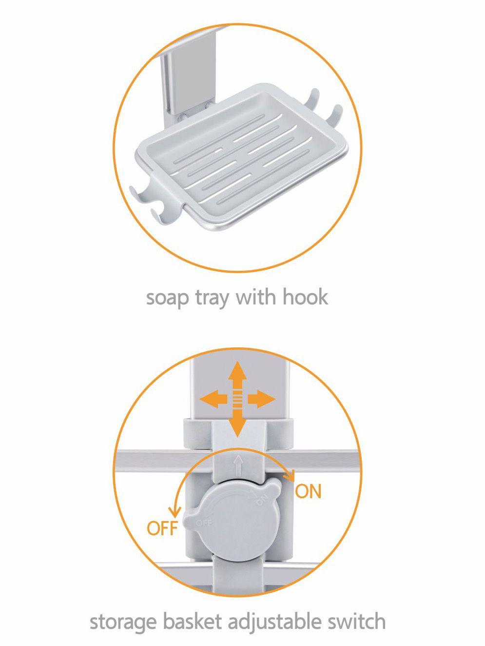 Organizador colgante de ducha aluminio inoxidable baño-4