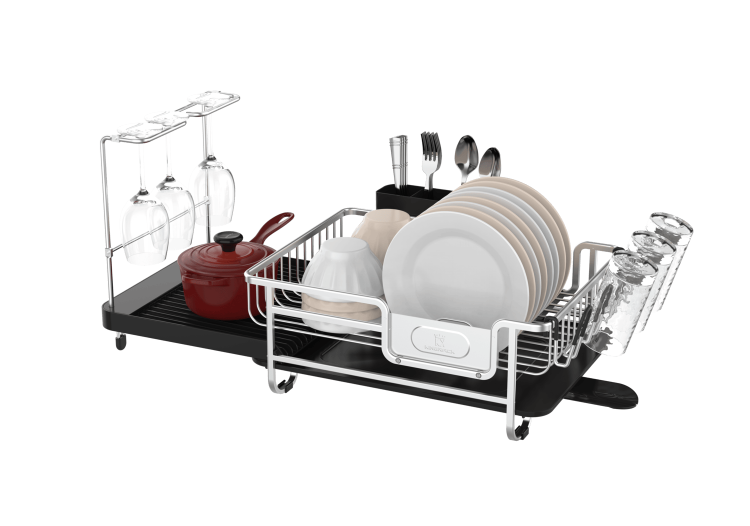 Secaplatos Escurridor de platos y cubiertos aluminio Inoxidable extensible-4