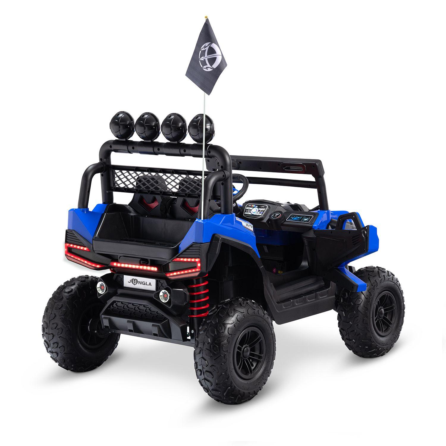 Jeep 4 Motores Doble Asiento Rueda De Goma Azul-1