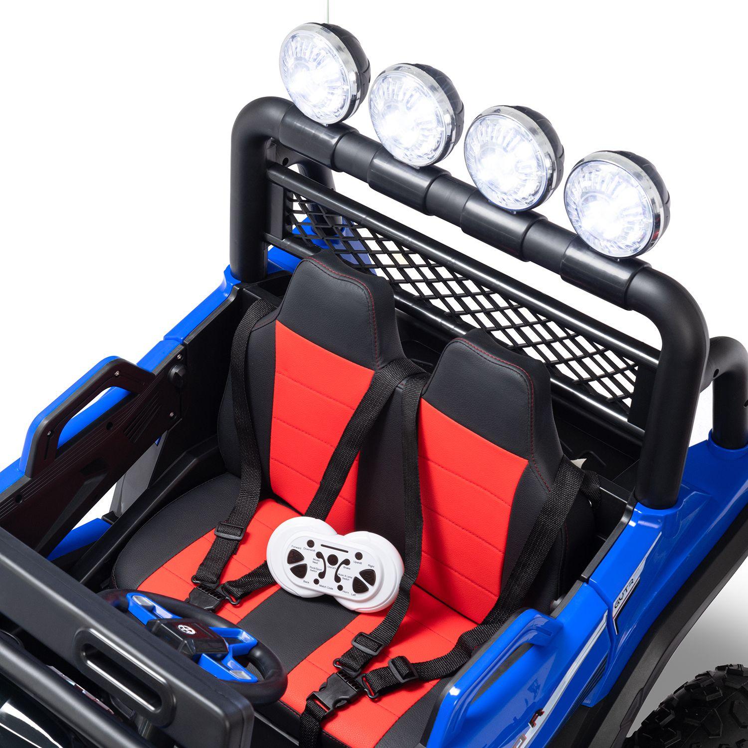 Jeep 4 Motores Doble Asiento Rueda De Goma Azul-2
