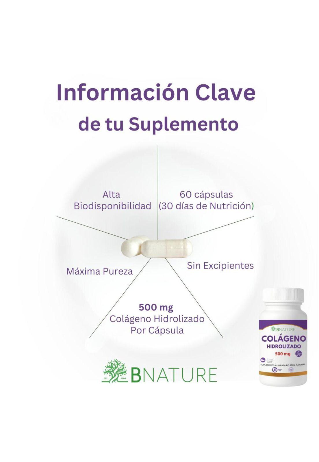 Colágeno Hidrolizado · Piel, Cabello y Uñas · 500mg · 60 cap-2