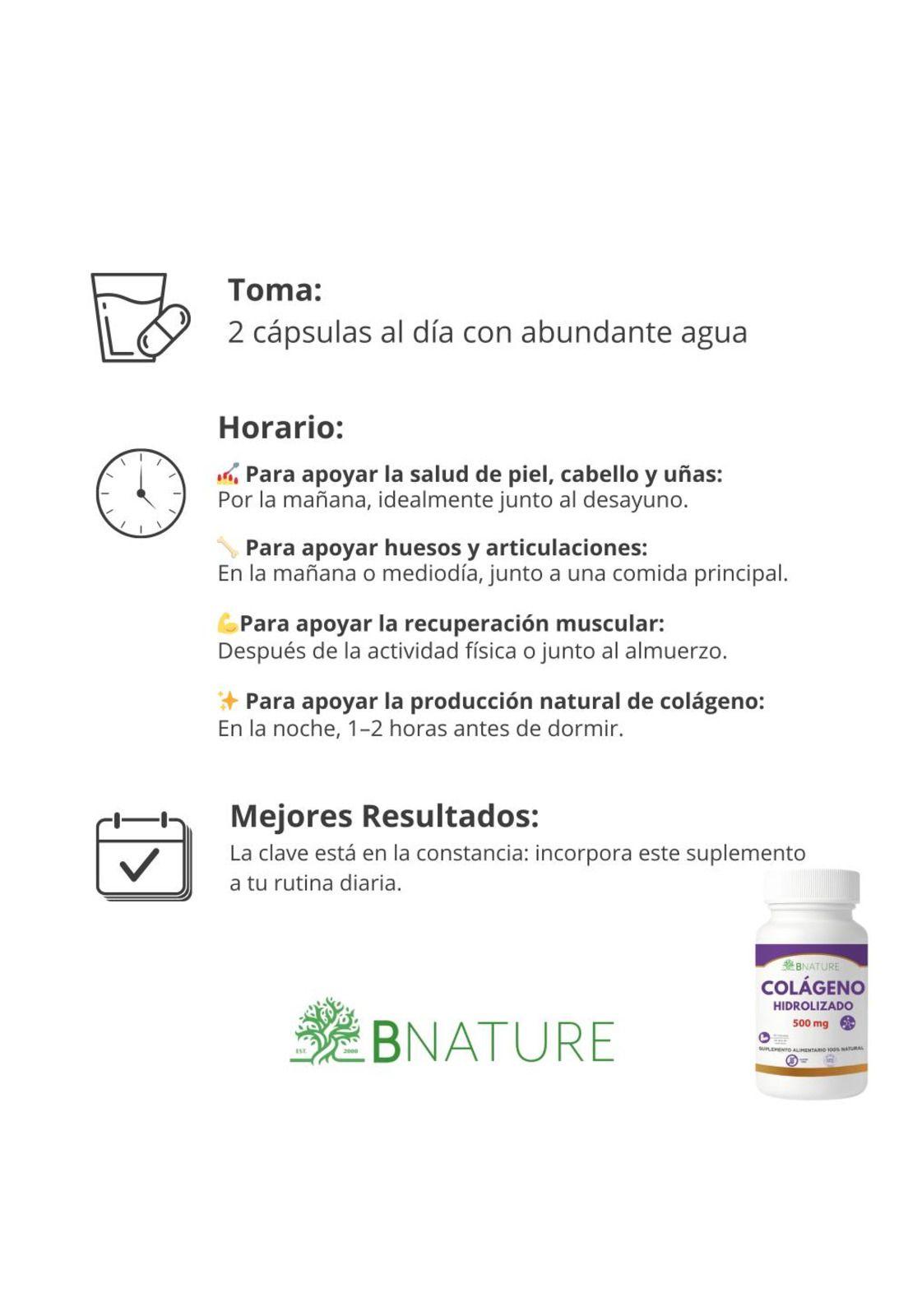 Colágeno Hidrolizado · Piel, Cabello y Uñas · 500mg · 60 cap-3