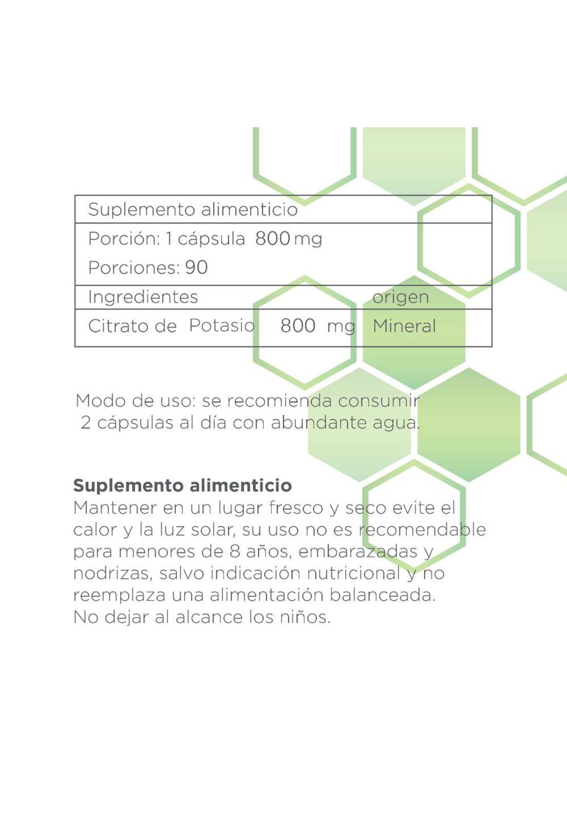 Citrato de Potasio B Nature 800mg (90 Cápsulas)-4