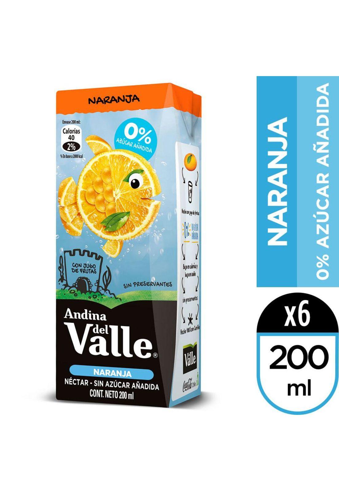 Jugo Del Valle Sin Azúcar Añadida Naranja 200 ml x6 Cajitas-0