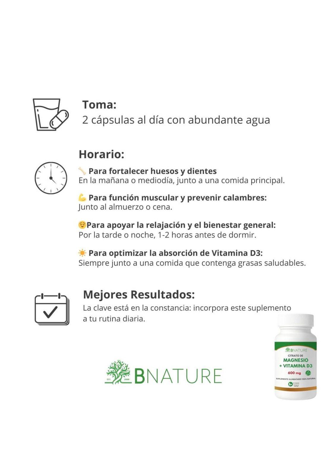 Citrato de Magnesio + Vitamina D3 · 600mg · 60 cápsulas-3