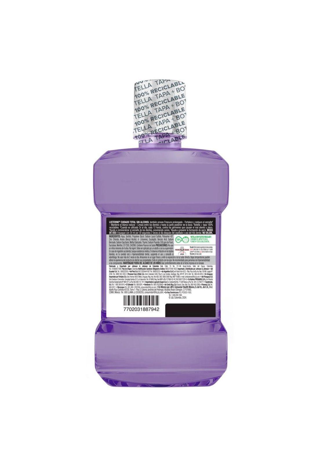 Enjuague bucal LISTERINE® Cuidado Total Sin Alcohol 500 mL-2