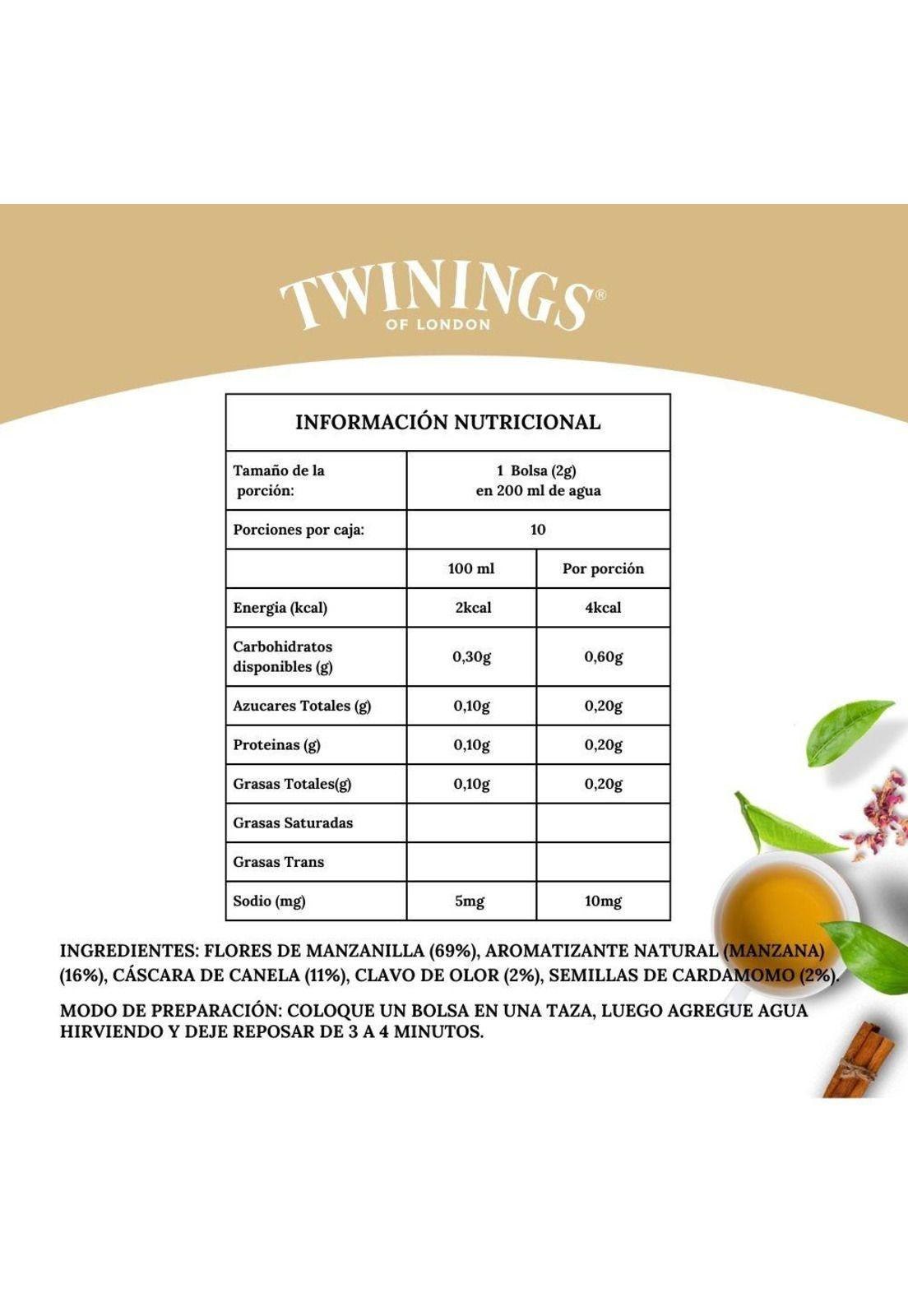 Twinings Té Manzana / Canela / Manzanilla x 10 Bolsitas-1