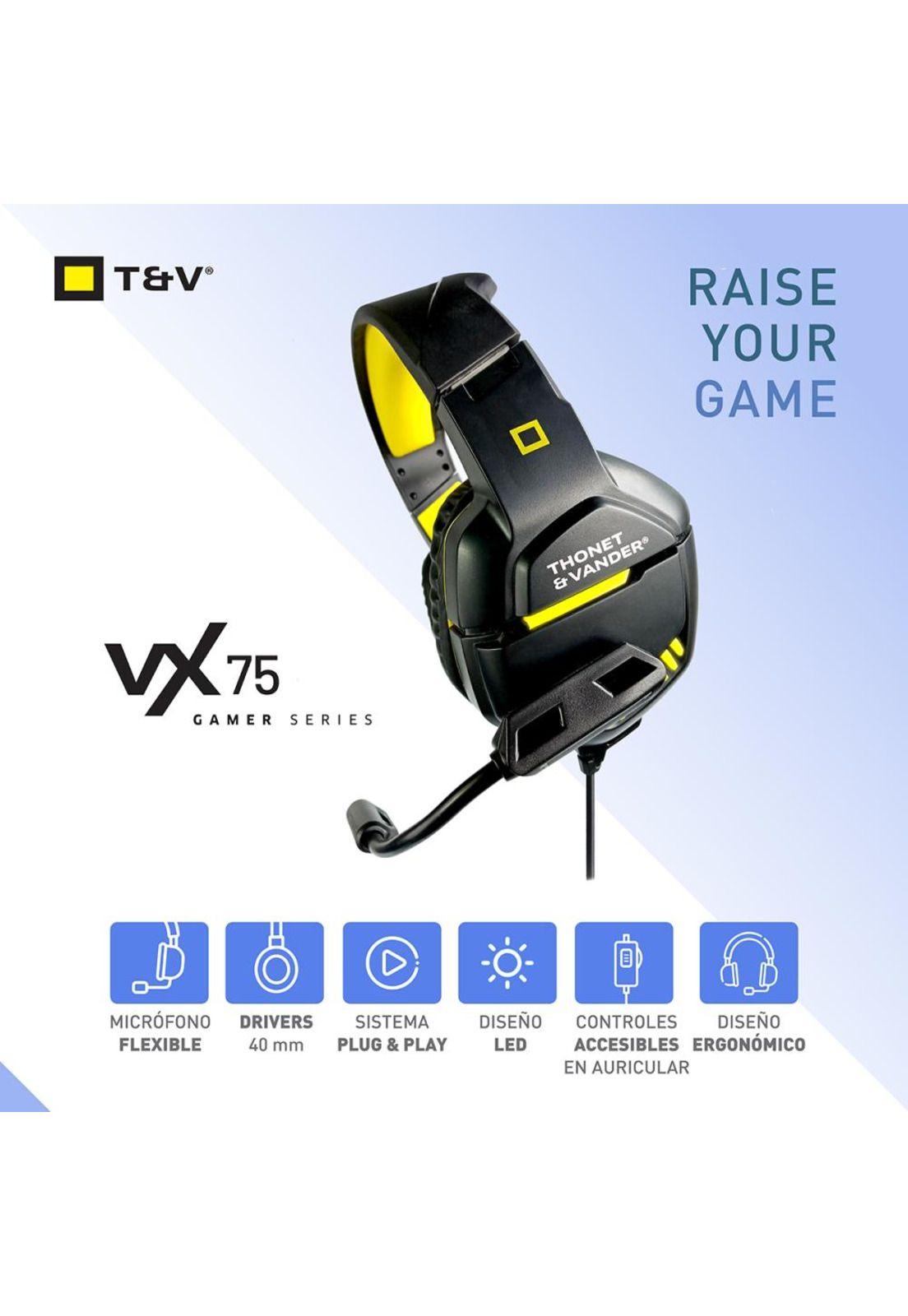 Audifono Gamer Mic Ergonomico control volumen luz led-2