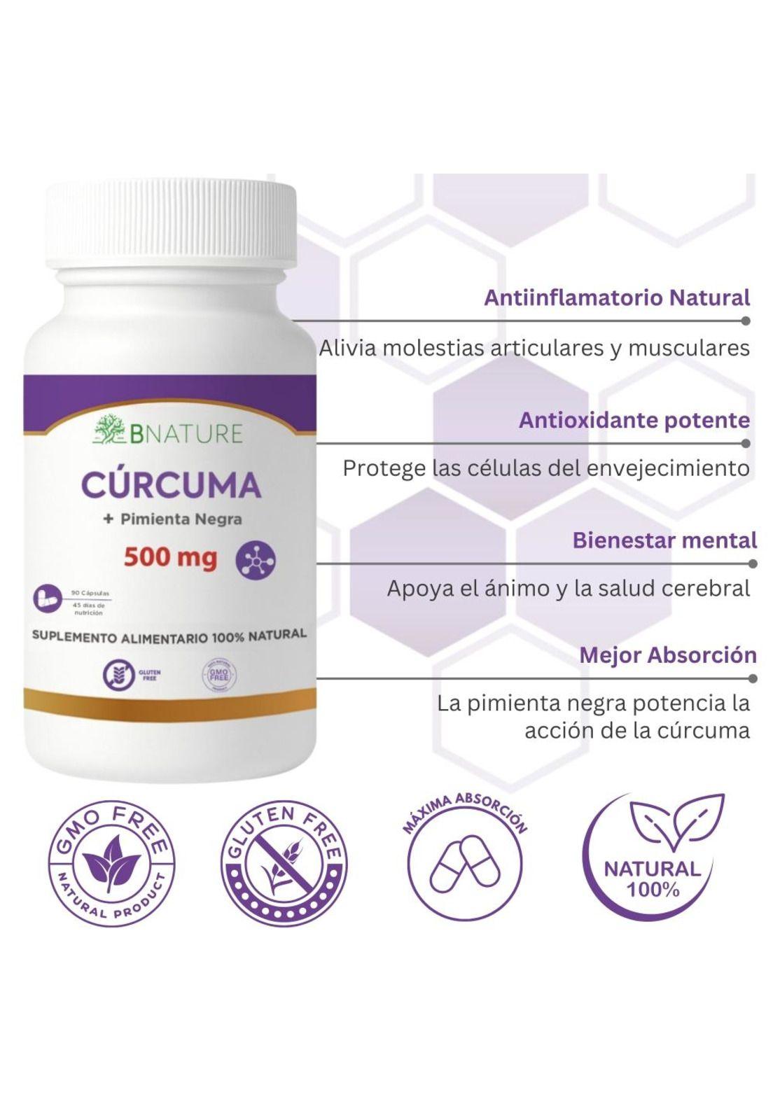Curcuma + Pimienta Negra | 500mg 90 cápsulas B NATURE-2