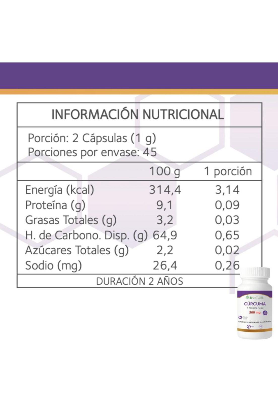 Curcuma + Pimienta Negra | 500mg 90 cápsulas B NATURE-5