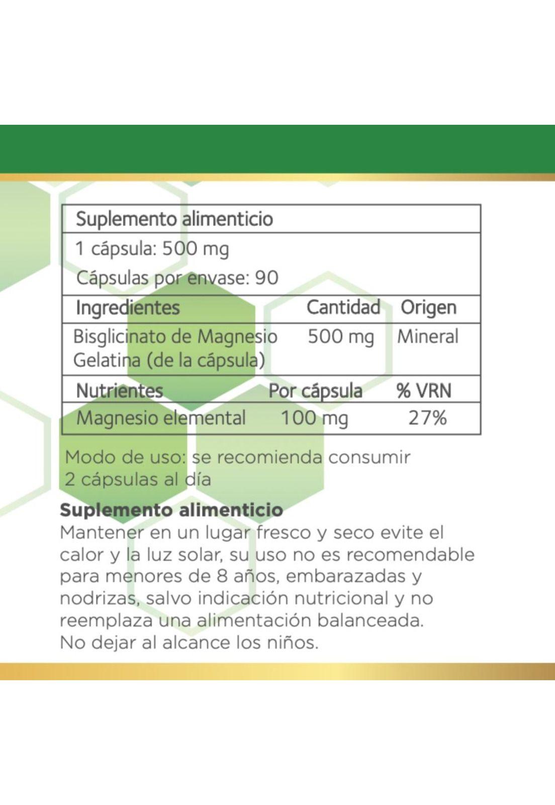 Magnesio Bisglicinato 500mg | Suplemento 90 caps B NATURE-4