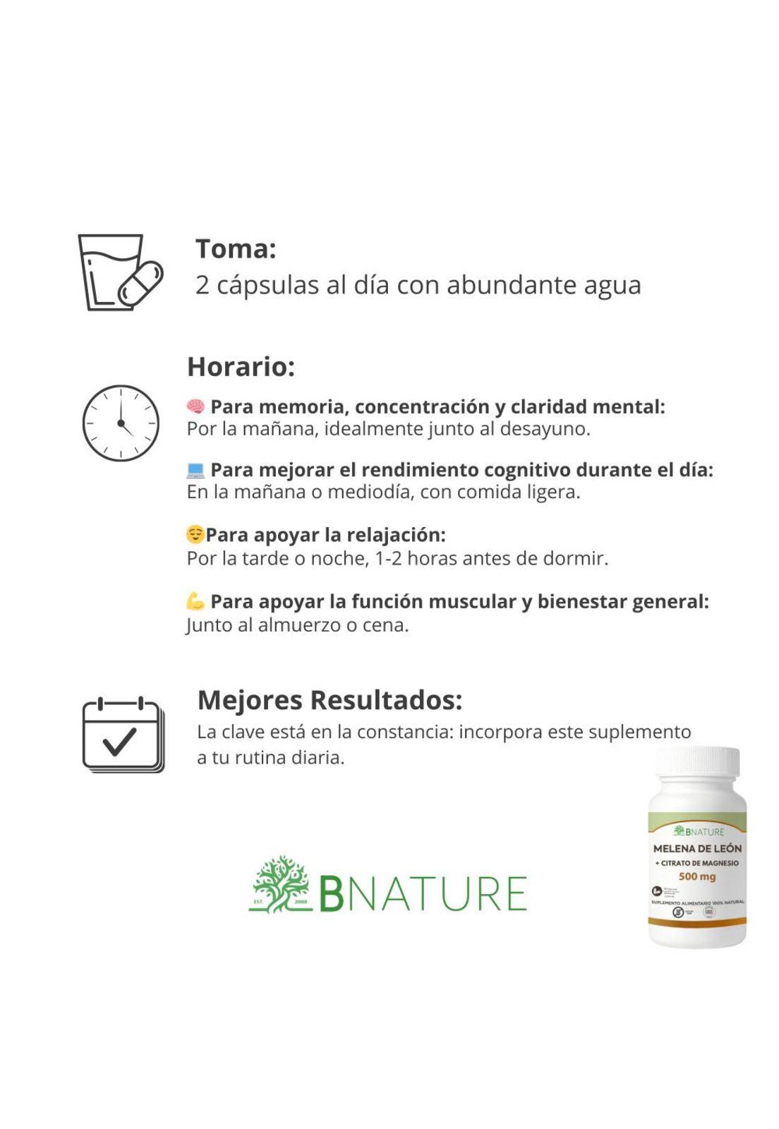 Melena de Leon + Citrato de Magnesio · 90 cápsulas 500mg-3
