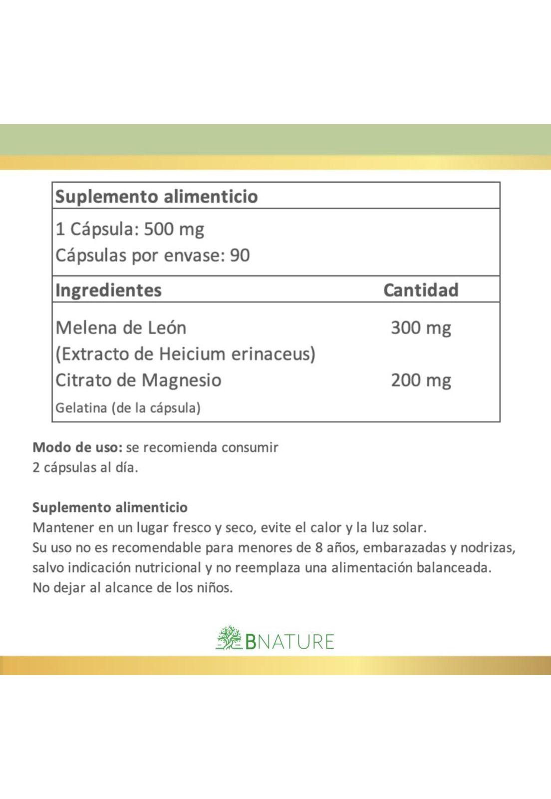 Melena de Leon + Citrato de Magnesio · 90 cápsulas 500mg-4