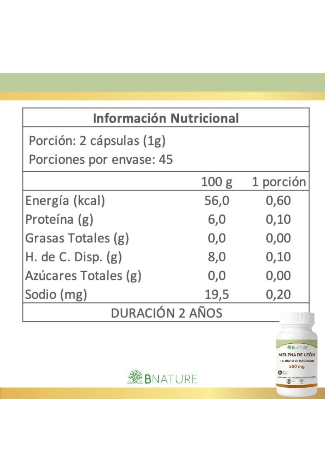 Melena de Leon + Citrato de Magnesio · 90 cápsulas 500mg-5