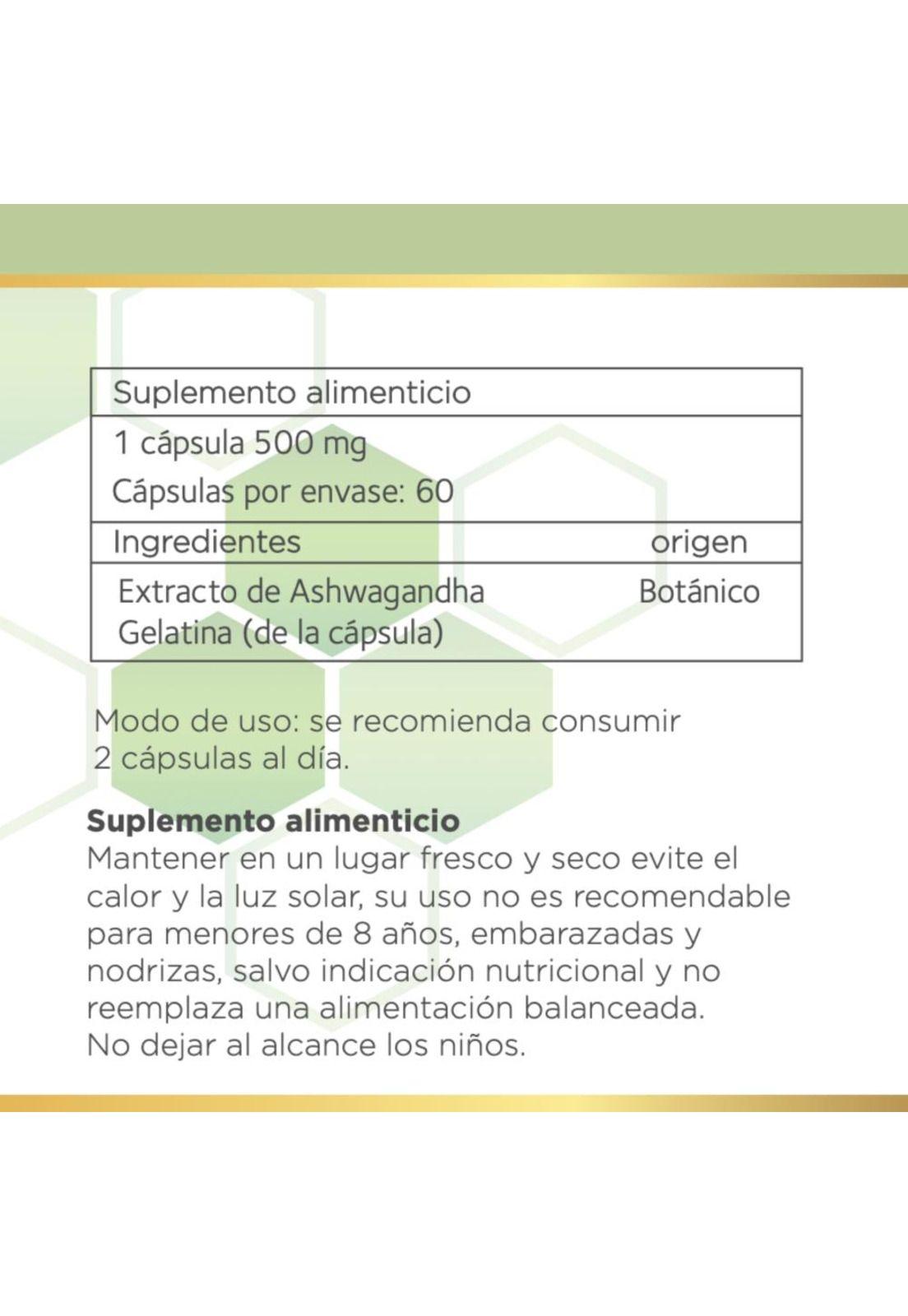 Ashwagandha 500mg | Suplemento Natural 60 caps B NATURE-4