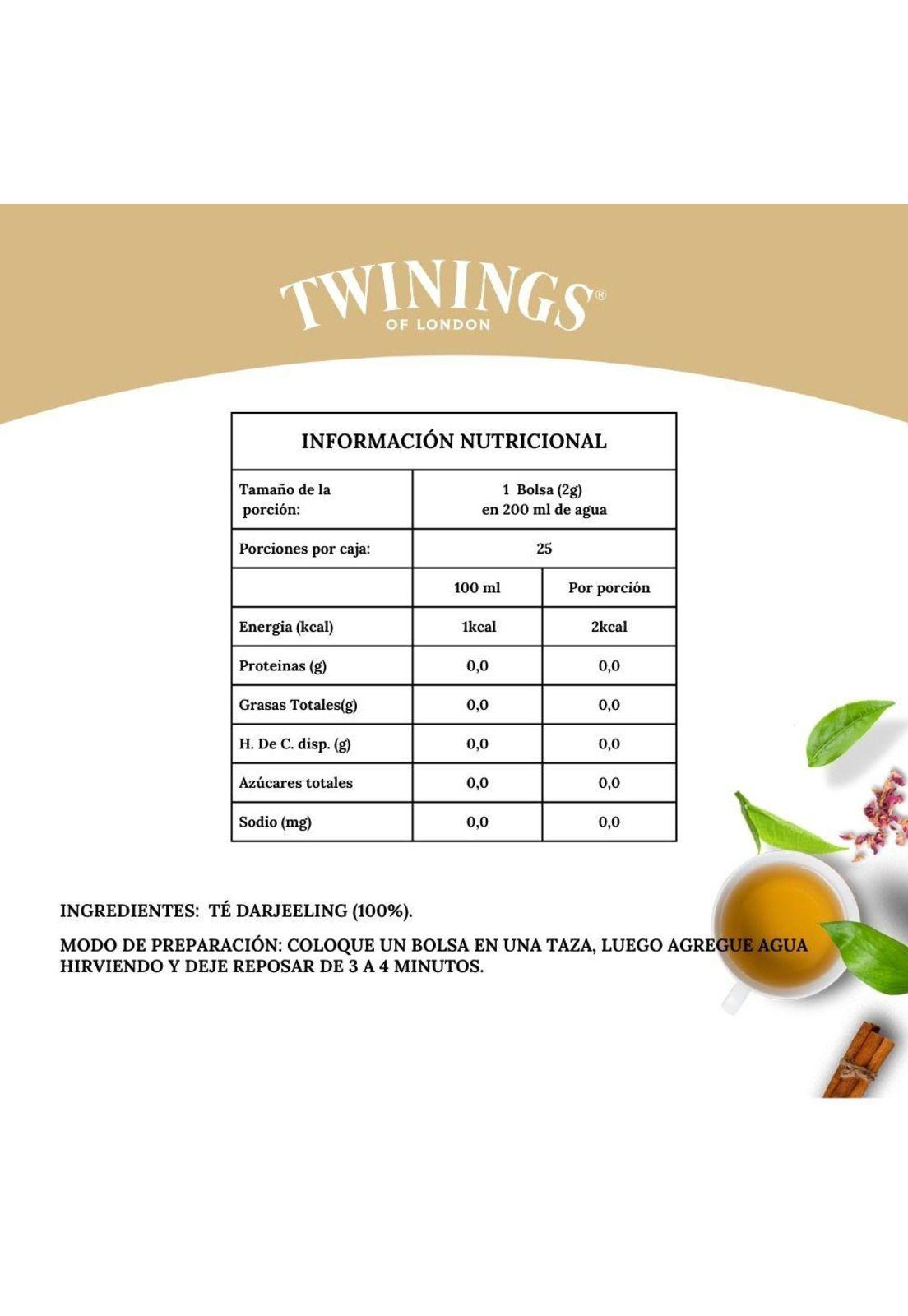 Twinings Pure Darjeeling x 25 Bolsitas-2