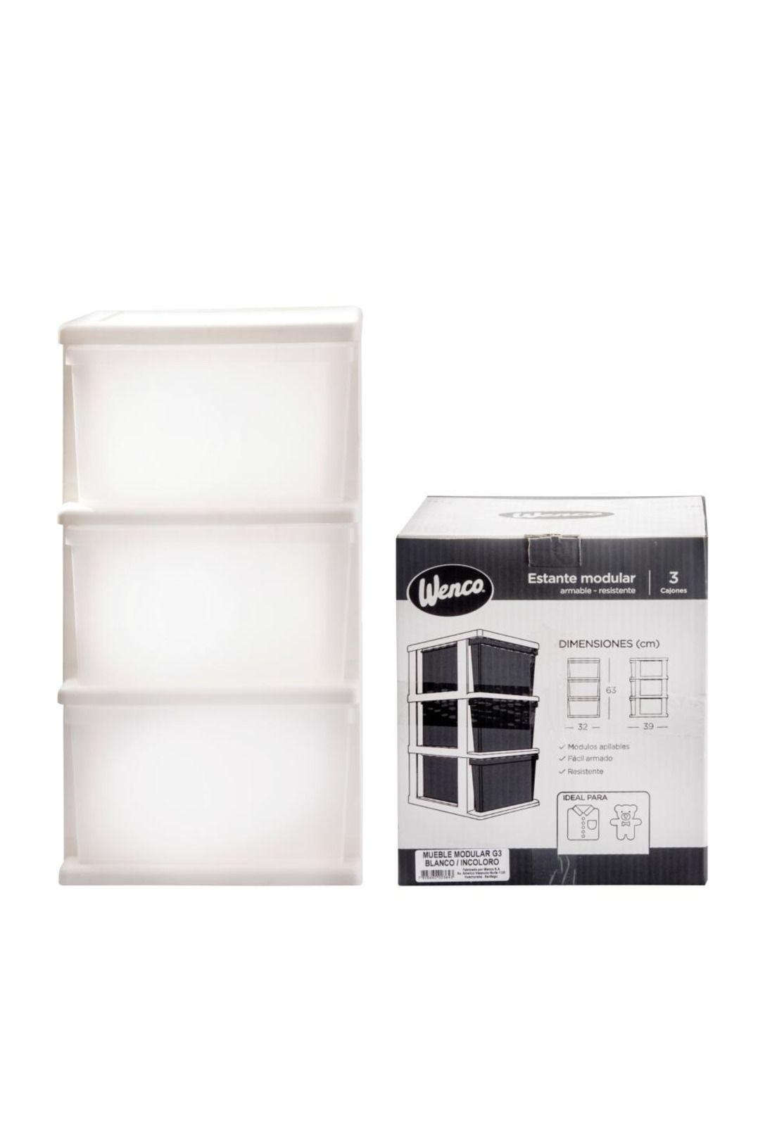 Cajonera Plastico 3 Cajones armable Blanca Wenco-1
