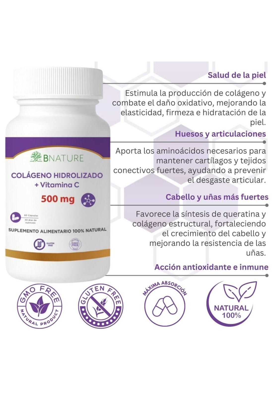 Colágeno Hidrolizado + Vitamina C 500mg | 60 caps B NATURE-2