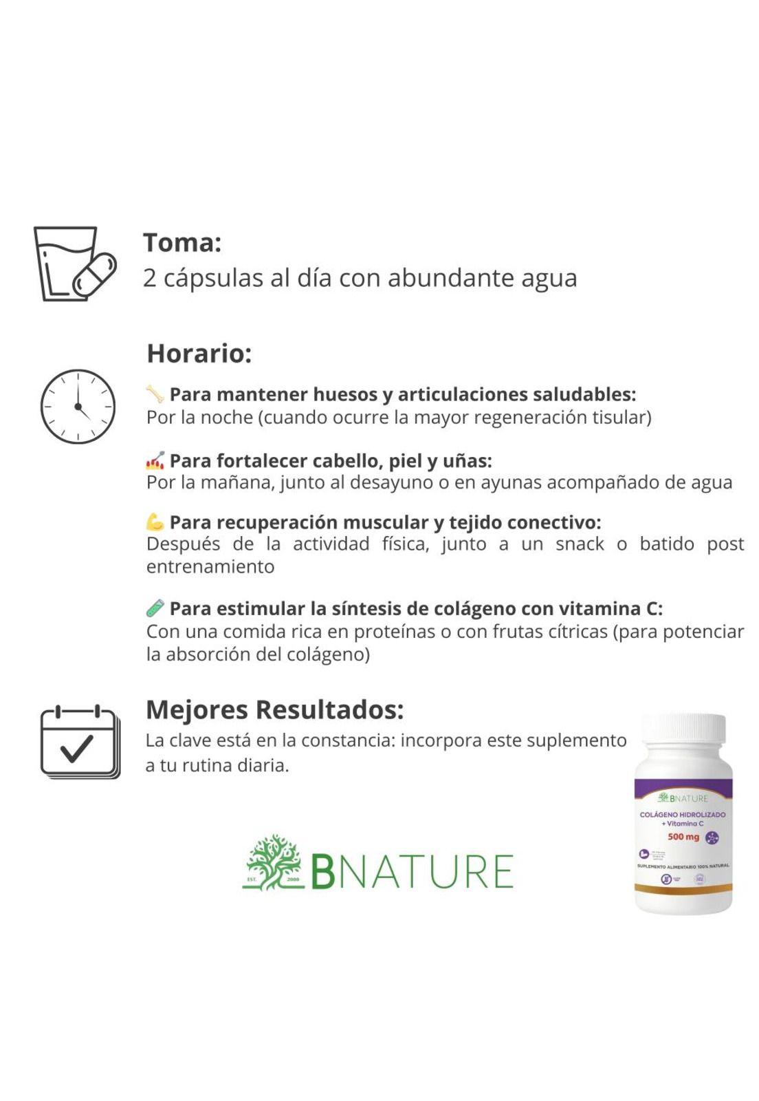 Colágeno Hidrolizado + Vitamina C 500mg | 60 caps B NATURE-3
