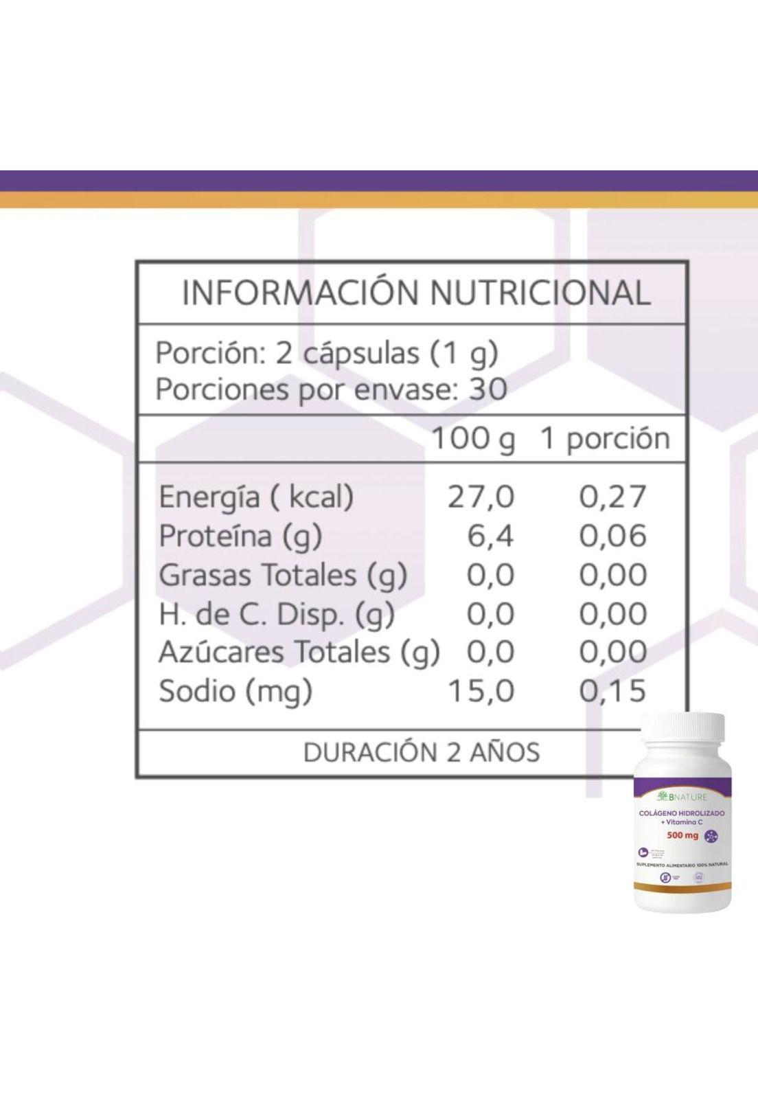 Colágeno Hidrolizado + Vitamina C 500mg | 60 caps B NATURE-5