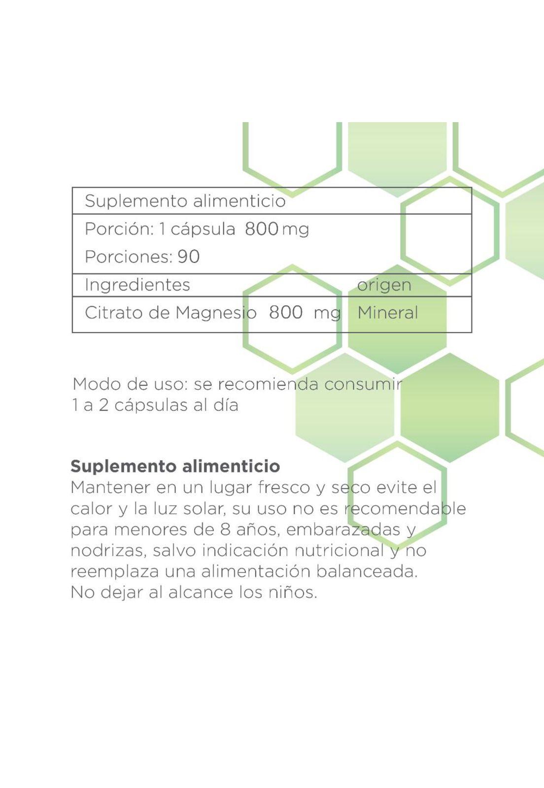 Citrato de Magnesio B Nature 800mg (90 Cápsulas)-4