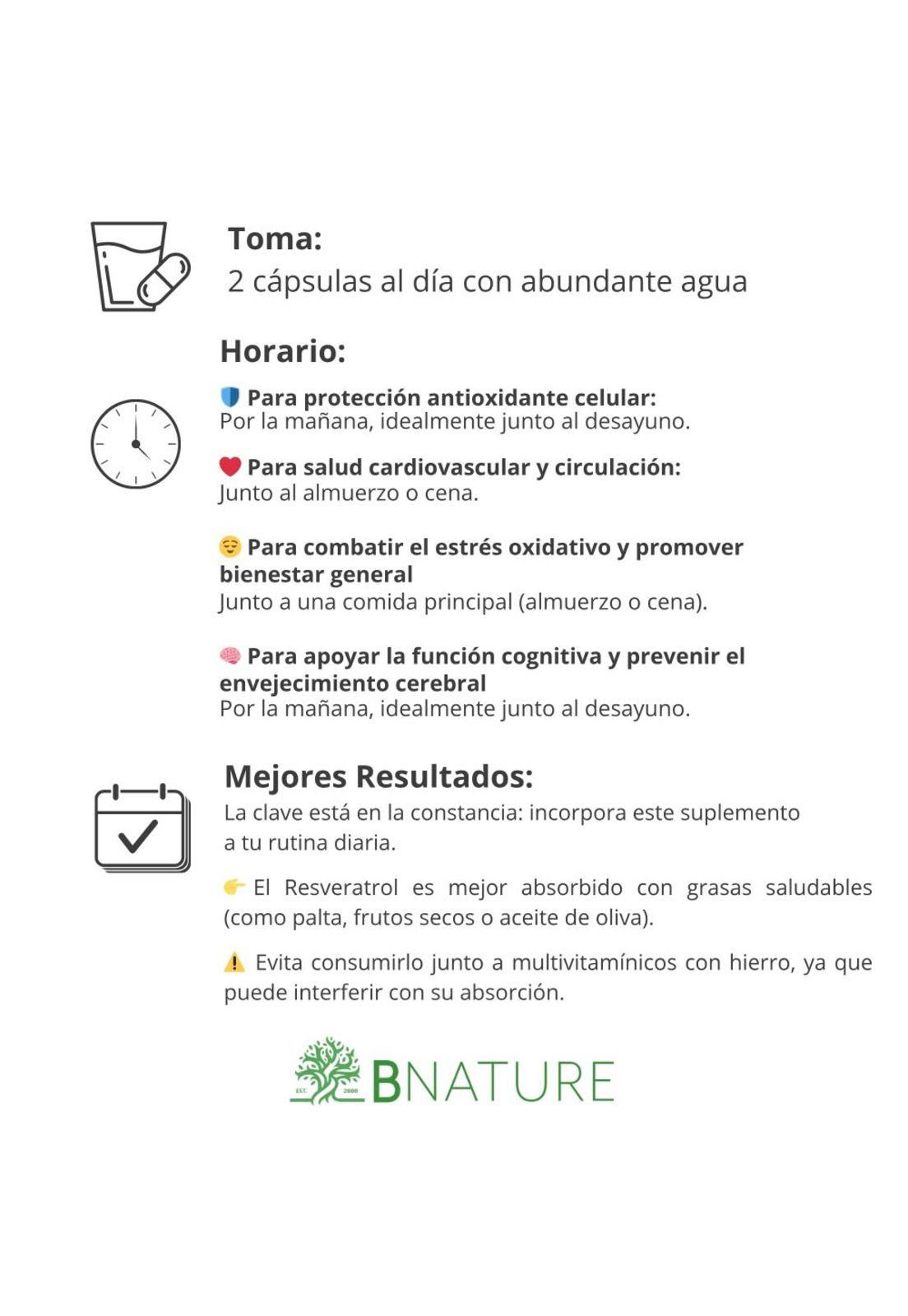 Resveratrol + Polifenoles | 650mg 60 cápsulas B NATURE-3