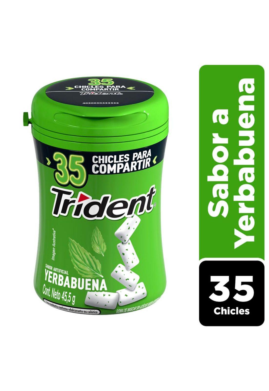 Chicle Trident® Sabor Yerba Buena Sin Azúcar 35 un.-0