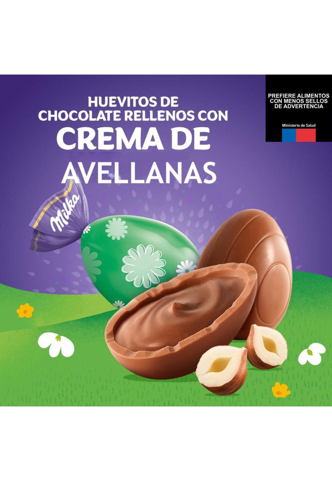 Huevitos de Chocolate Milka relleno con crema sabor a Avellanas 90g-3