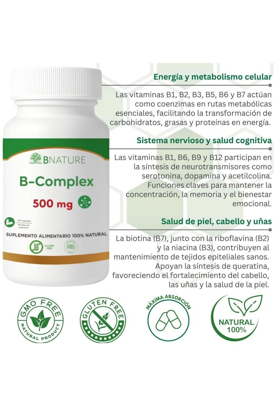 Vitaminas B Complex 500mg | Suplemento 60 caps B NATURE-2