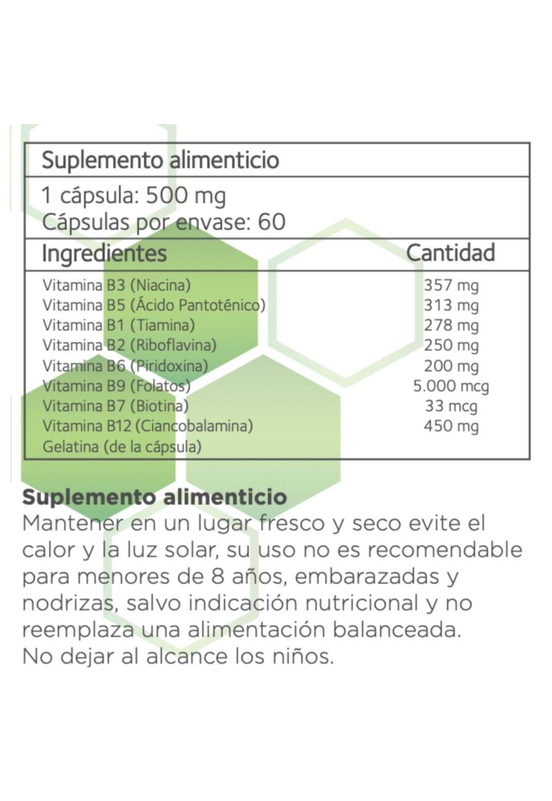 Vitaminas B Complex 500mg | Suplemento 60 caps B NATURE-4