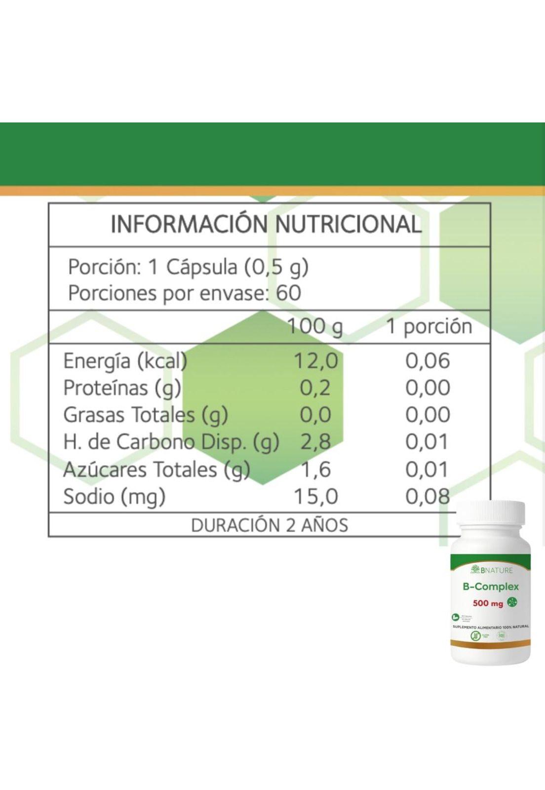 Vitaminas B Complex 500mg | Suplemento 60 caps B NATURE-5