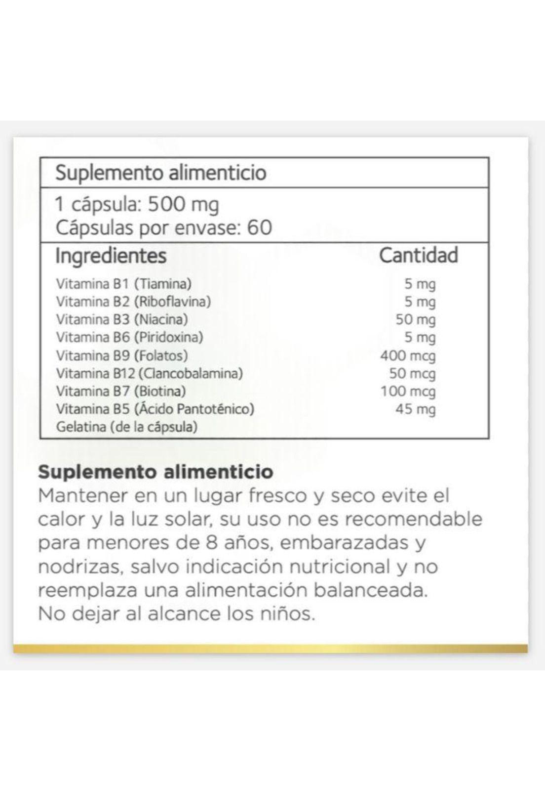 Vitaminas B Complex 500mg | Suplemento 60 caps B NATURE-4