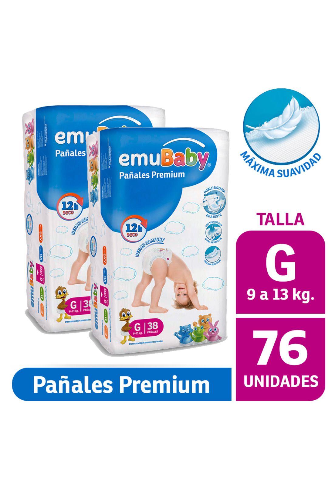 PACK Pañal Desechables Emubaby Premium talla G x76u-0