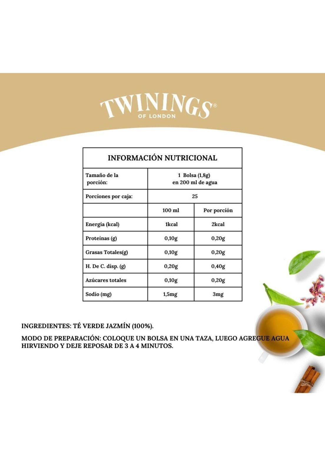 Twinings Té Verde Jazmín x 25 Bolsitas-2